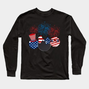 Hockey American Flag Fireworks Long Sleeve T-Shirt